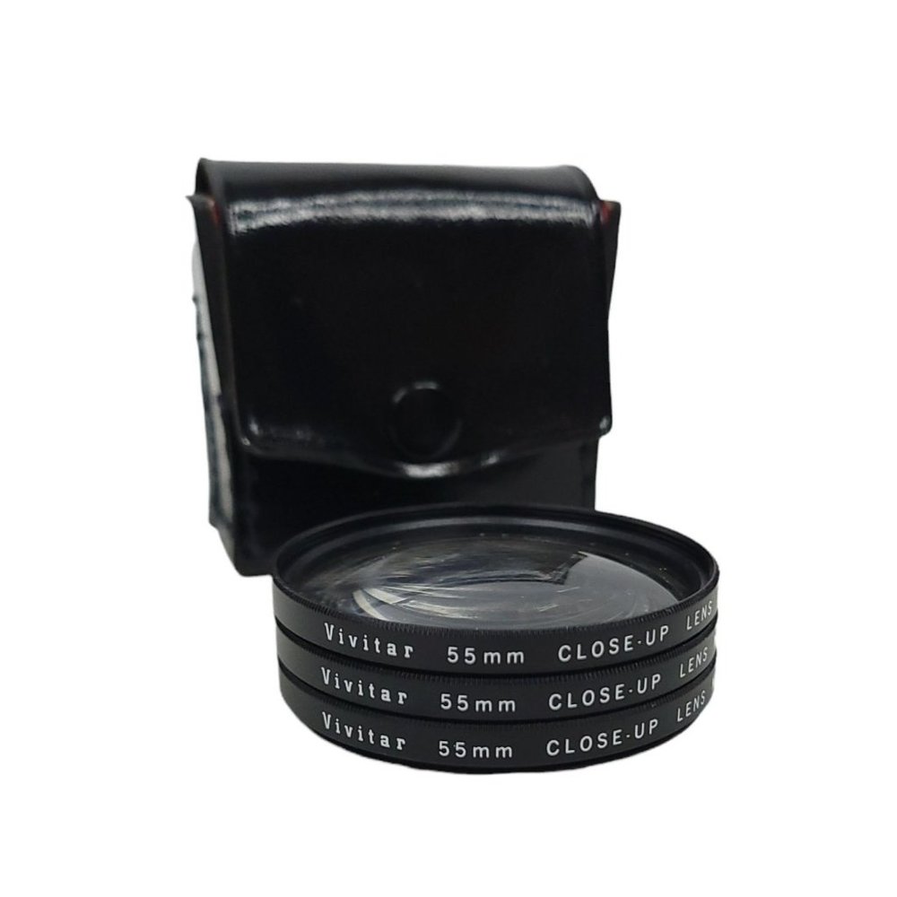 Vivitar 55mm Close Up Lens Set 1 2 4 Storage Case Japan